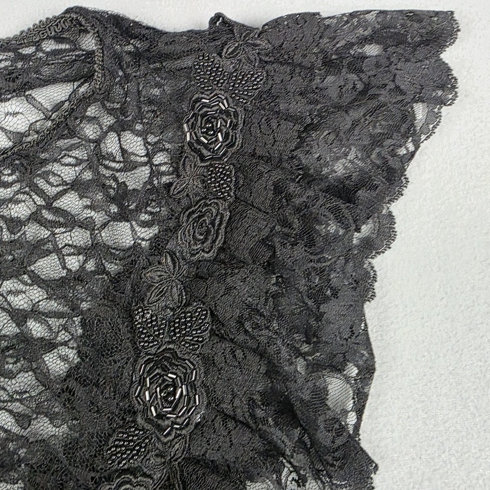 Recollections Lace Corset Black Victorian Ruffles Flowers Edwardian Gothic sz M - Picture 3 of 12
